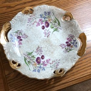 Vintage Reticulated Porcelain Plate Gold Leaf Trim